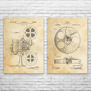 Movie Theater Patent Prints Set of 2, Actor Gift, Filmmaker, Hollywood, Classic Movies, Vintage Cinema, Home Theater, Movie Room, Wall Art