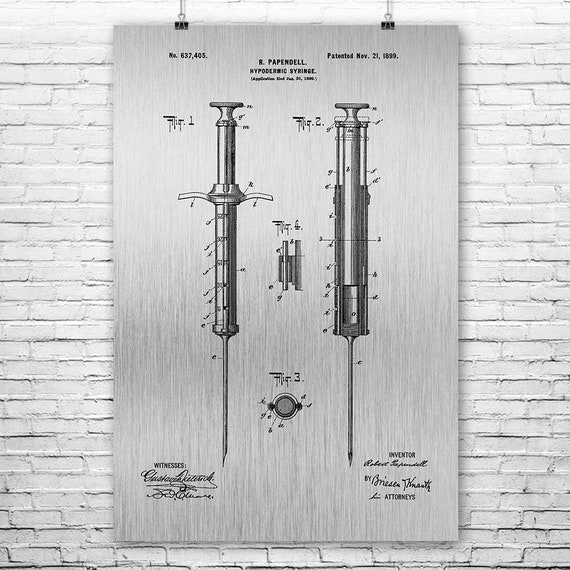 Hypodermic Syringe Poster Print Nurse Gift Waiting Room Art EMT Gift