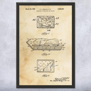 Poultry Packaging Patent Wall Art | Poster, Canvas or Framed | Culinary Gifts, Restaurant Art, Cooking Gifts, Kitchen Decor, Cafe Wall Art