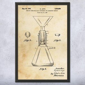 Buchner Flask Patent Wall Art | Poster, Canvas or Framed | Professor Gift, Chemistry Art, Teacher Gift, Laboratory Art, Chemistry Art Print