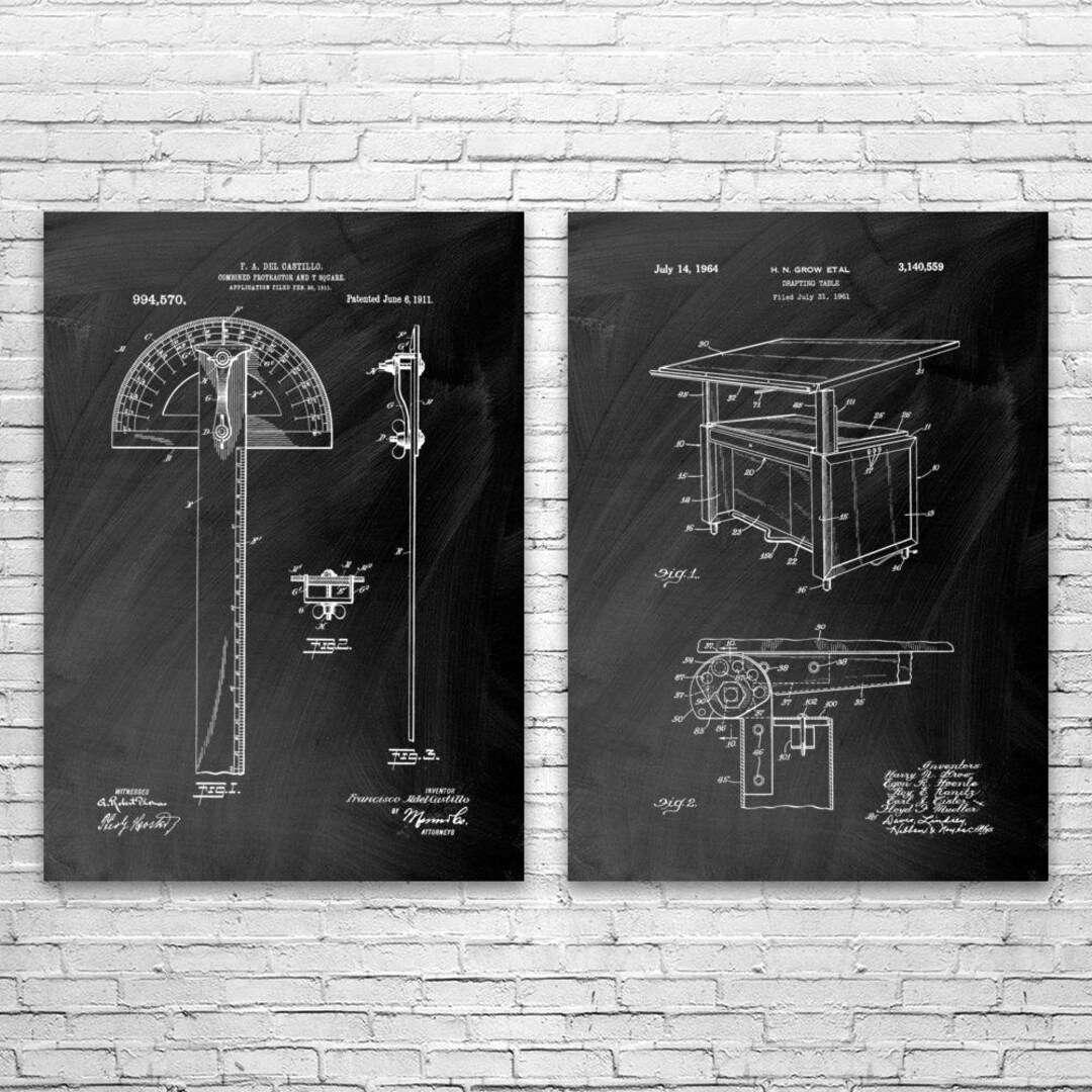 Architect Patent Wall Art Set of 2 | Poster, Canvas or Framed ...