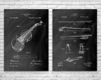 Violin Patent Prints Set of 2, Classical Music Art, Violin Teacher Gift, Music Class Art, Violinist Gift, Violin Art Print, Violin Decor