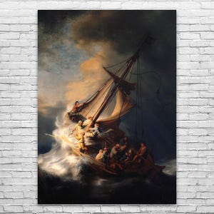 Rembrandt Storm on the Sea of Galilee Art Print: Fine Art, Boat Decor