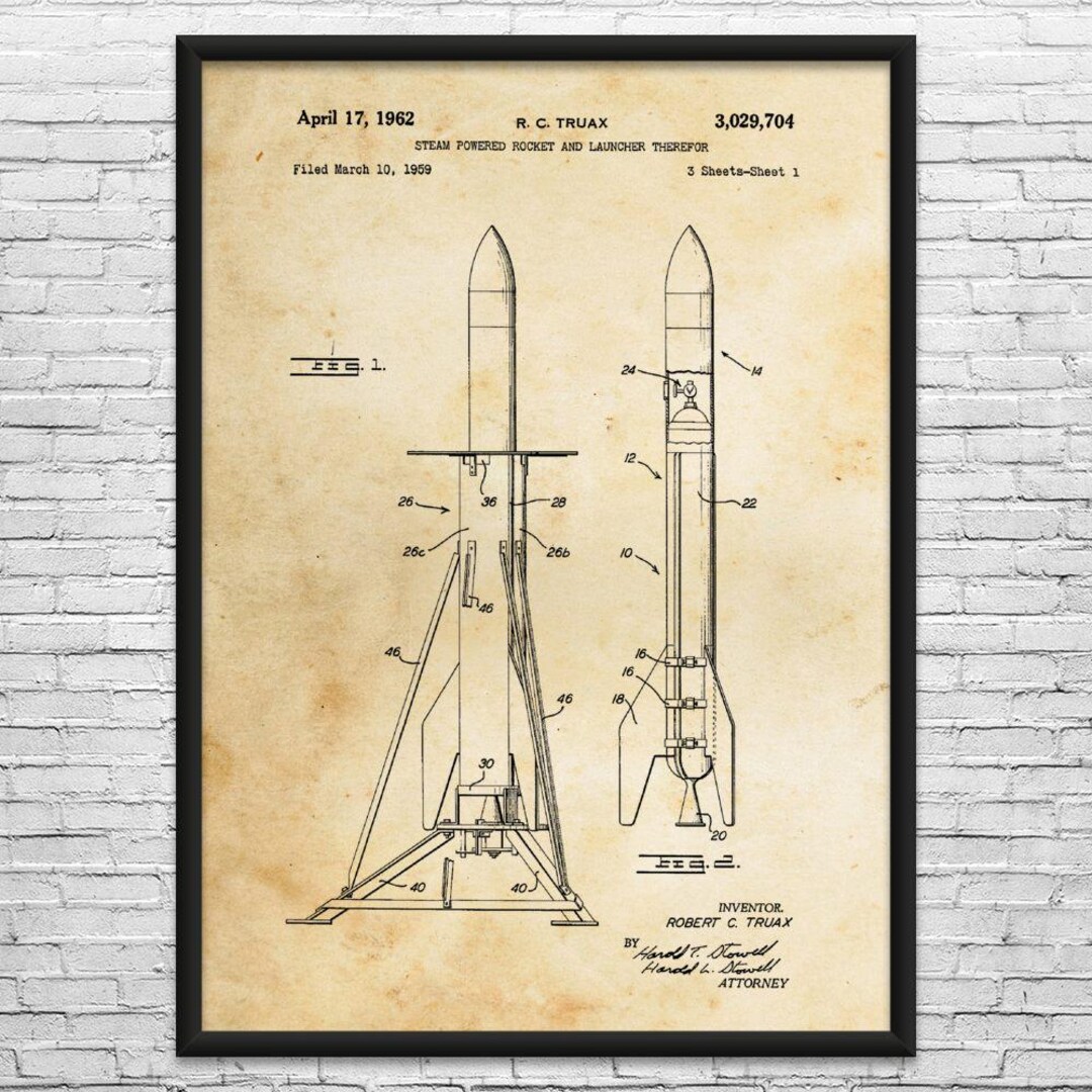 Steam Rocket Patent Art Print: Science Teacher Gift, Space Decor - Etsy