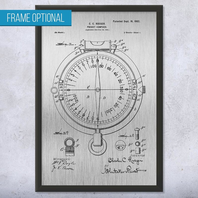 Pocket Compass Poster Print Compass Blueprint Boy Scout | Etsy