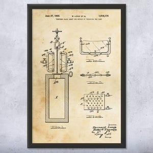 Tempered Glass Patent Wall Art | Poster, Canvas or Framed | Glazier Gift, Industrial Decor, Contractor Gifts, Glass Working Art