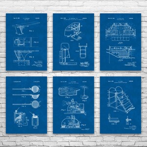 Swimming Pool Posters Set of 6, Swimming Gifts, Sports Art, Athlete Gifts, Classroom Decor, Swim Teacher Gifts, Man Cave Decor, Dad Gifts
