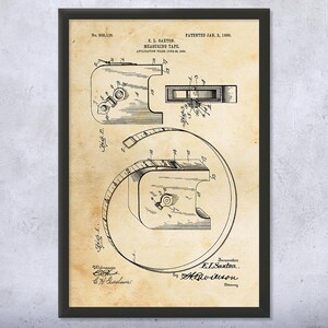 Measuring Tape Patent Wall Art | Poster, Canvas or Framed | Dad Gift, Man Cave Art, Handyman Gift, Shop Class Art, Workshop Decor