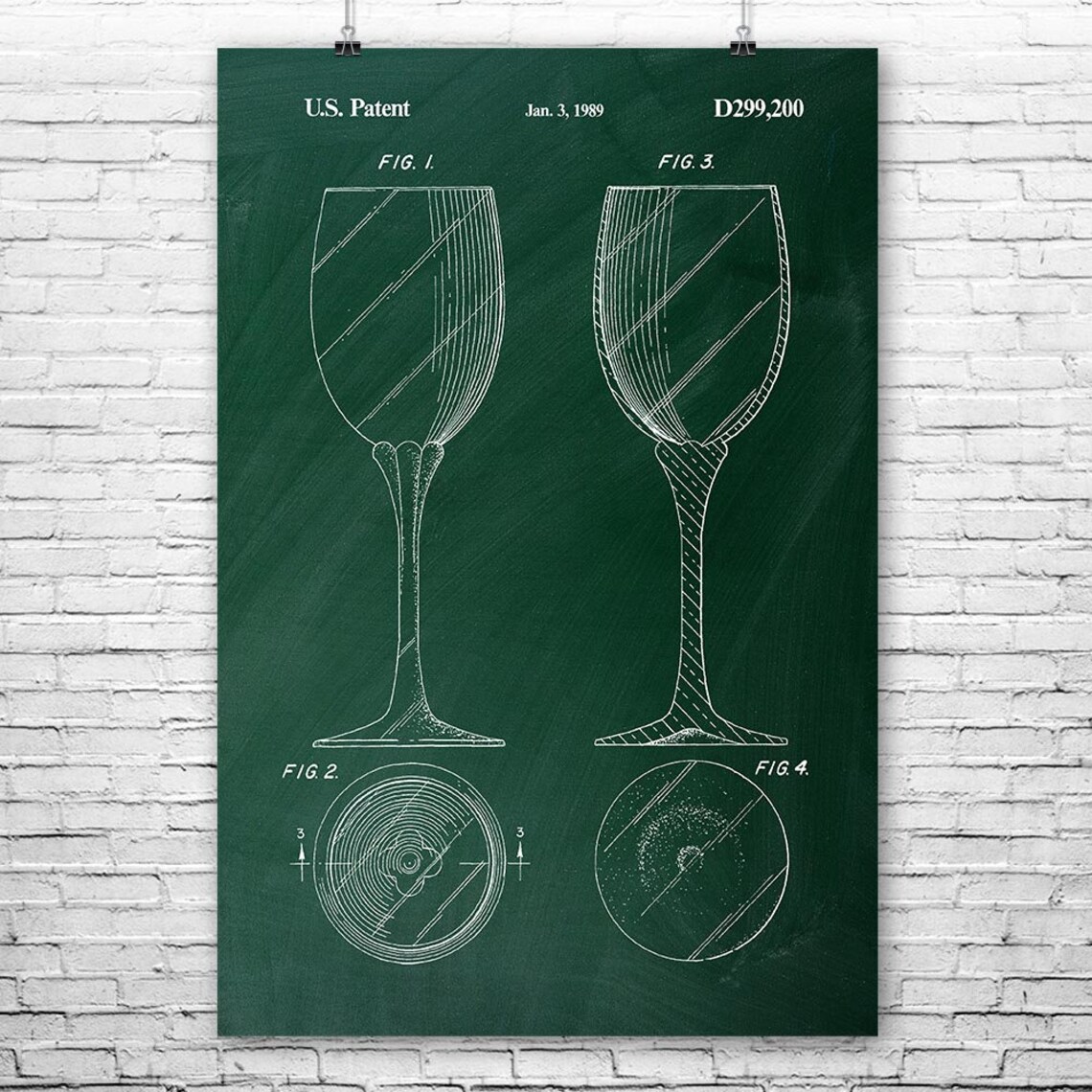 Stemmed Wine Glass Poster Print Bartender Gift Wine Bar Etsy