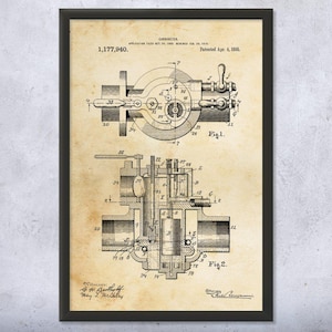 Carburetor Patent Wall Art | Poster, Canvas or Framed | Mechanical Art, Automotive Decor, Mechanic Gift, Clutch Blueprint, Car Lover Gift
