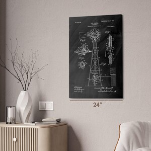 Lámina artística con patente de molino de viento: Regalo para agricultores, Arte para parques eólicos imagen 3