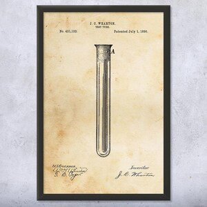 Test Tube Patent Wall Art | Poster, Canvas or Framed | Chemistry Art, Scientist Gift, Lab Wall Art, Biologist Gifts, Lab Technician Gift