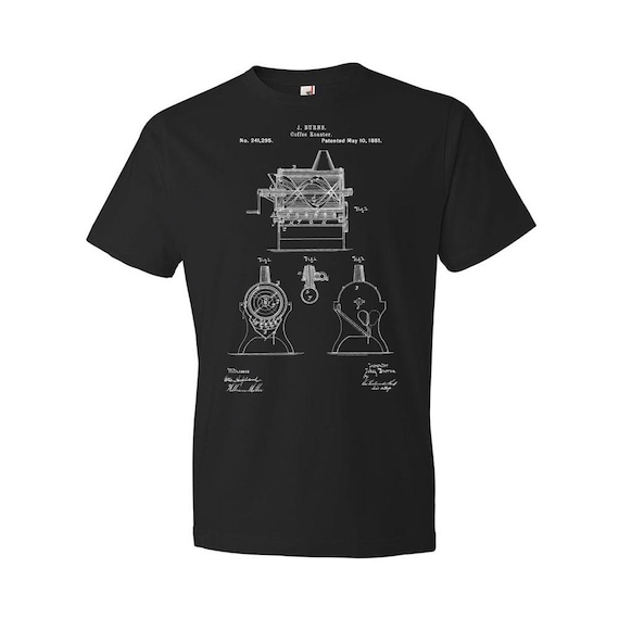 Burns Coffee Roaster Patent T-Shirt: Barista Gift, Coffee Apparel