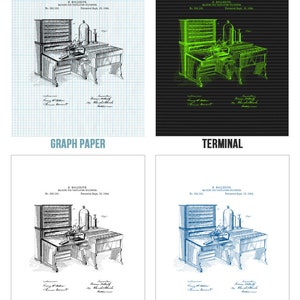 Hollerith Tabulating Machine Poster Print, Computer Lab Art, Retro ...
