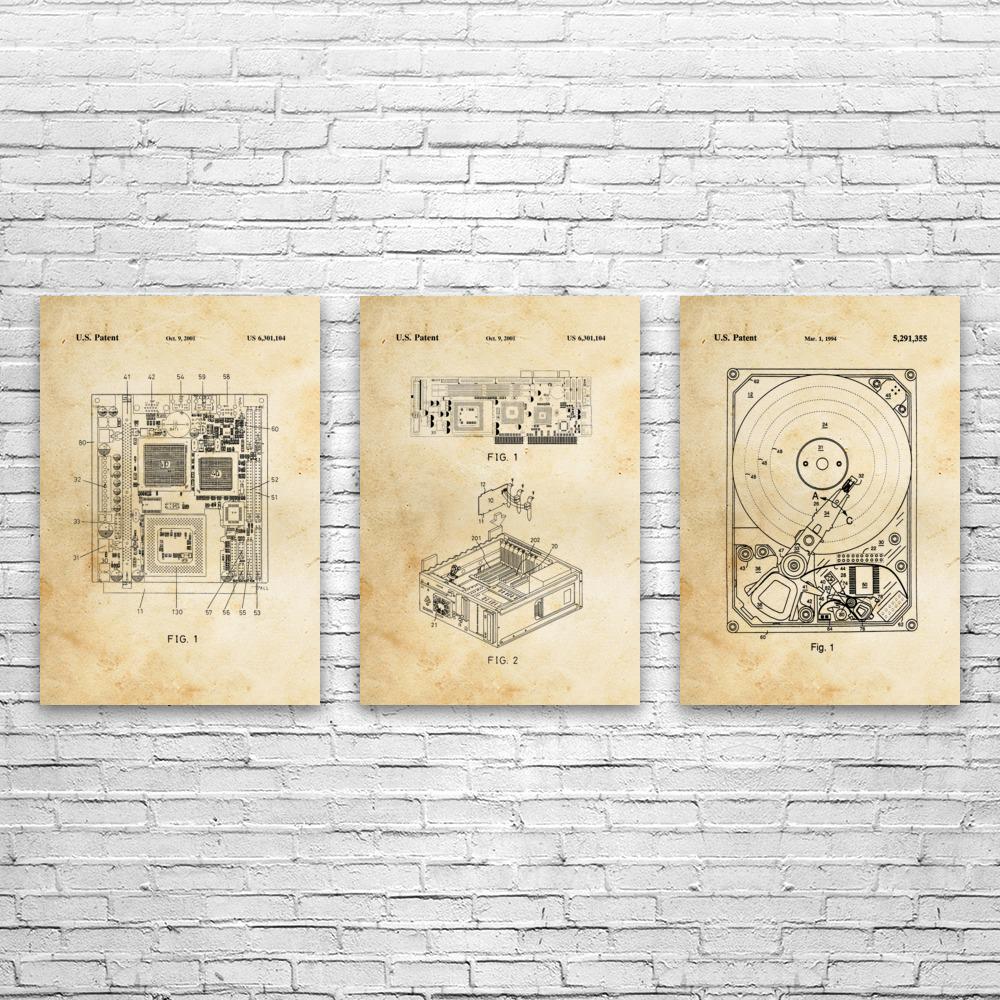 Computer Hardware Patent Wall Art Set of 3: Computer Decor, Lab Art - Etsy
