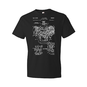 V8 Engine Patent Shirt, Muscle Car Tee, Hemispherical, Engine Blueprint, Gearhead Gift, Car Apparel, Race Car Tee, Automotive Tee, Dad Gifts