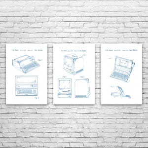 Retro Computer Patent Wall Art Set of 3 | Poster, Canvas or Framed ...