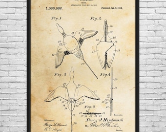 Duck Decoy Patent Art Print: Duck Hunting Gifts, Man Cave Decor
