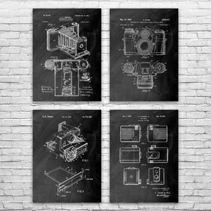 Camera Patent Posters Set of 4, Camera Decor, Photographer Gift, Camera Art Print, Photojournalist Gift, Vintage Camera, Photography Decor