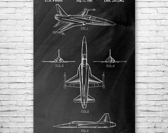 F-20 Tigershark Poster Print, Air Force Art, Jet Pilot Gift, Fighter Jet Design, Military Decor, Airplane Blueprint, Aerospace Engineer