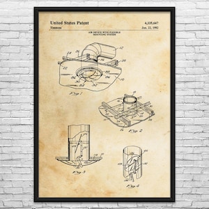May include: Patent print of an air device with a flexible mounting system, dated June 22, 1982. The black and white technical drawing includes multiple diagrams and the text "United States Patent" at the top.