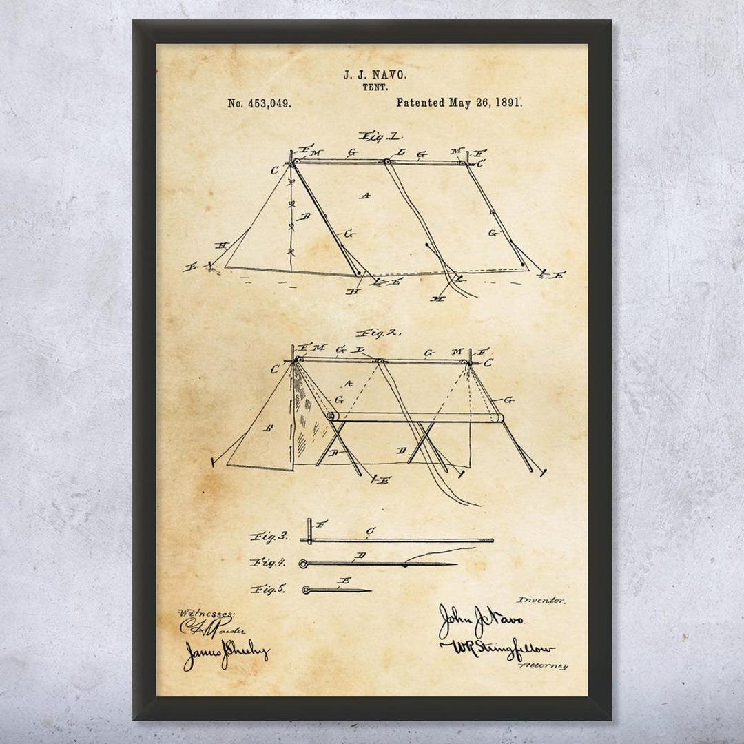 Camping Tent Patent Wall Art | Poster, Canvas or Framed | Camping Decor ...