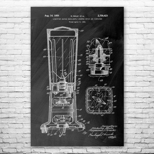 Blender Poster Print, Smoothie Shop Art, Kitchen Art, Culinary Gifts, Cooking Gift, Diner Decor, Chef Gift, Restaurant Art, Mixer Blueprint