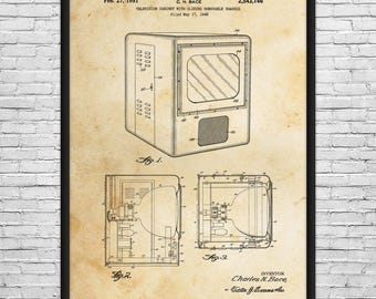 Retro TV Patent Art Print: Film Student Gift, Television Art