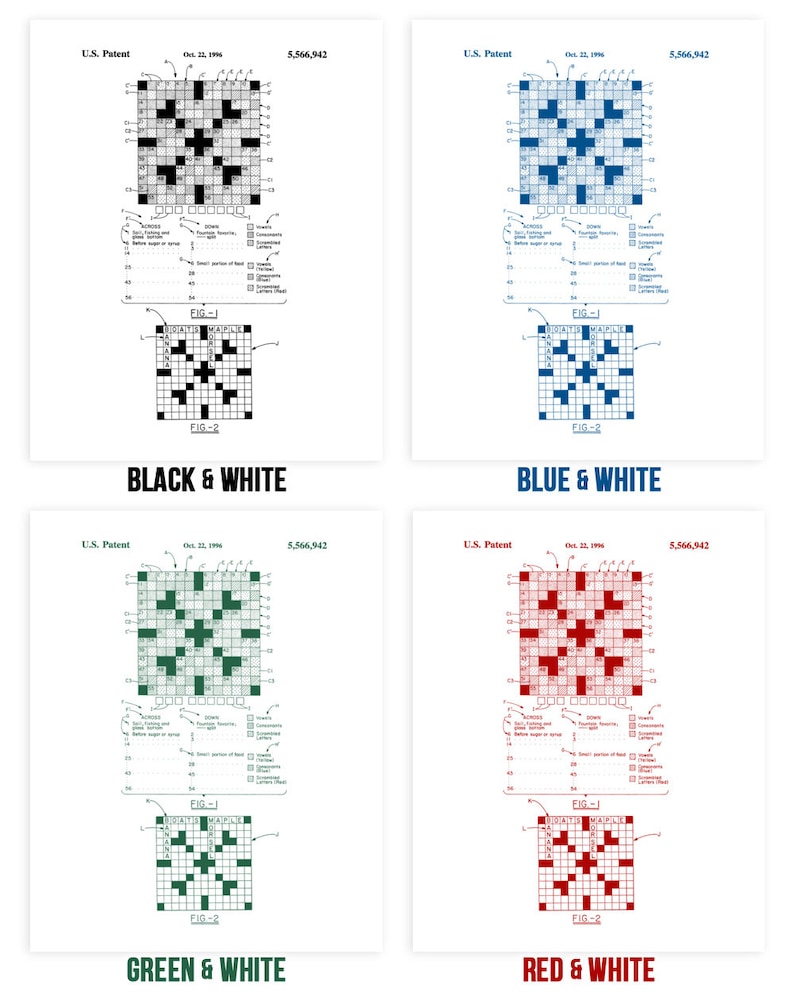 Crossword Puzzle Poster Print Word Game Art Crossword Decor Etsy