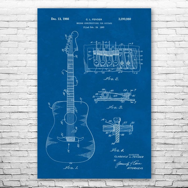 Acoustic Guitar Bridge Patent Print Poster, Gifts For Men, Guitar Art, Guitar Player Gifts, Music Wall Art, Teacher Gifts, Classroom Decor