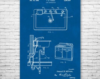 Kitchen Sink Poster Print, Plumbing Decor, Contractor Gifts, Industrial Art, Plumber Gifts, Pipefitter Decor, Foreman Gift, Union Wall Art