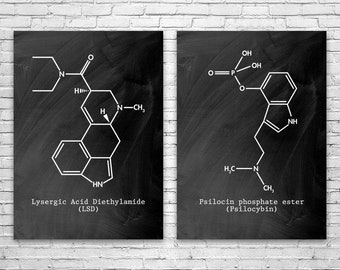 Psychedelic Molecule Prints Set of 2, Acid Art Print, Stoner Gift, Lsd Art, Head Shop Wall Art, Lsd Decor, Psychedelic Art, Acid Decor