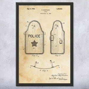 Riot Shield Patent Wall Art | Poster, Canvas or Framed | Police Decor, Law Enforcement Art, Police Officer Gift, Vintage Police Art