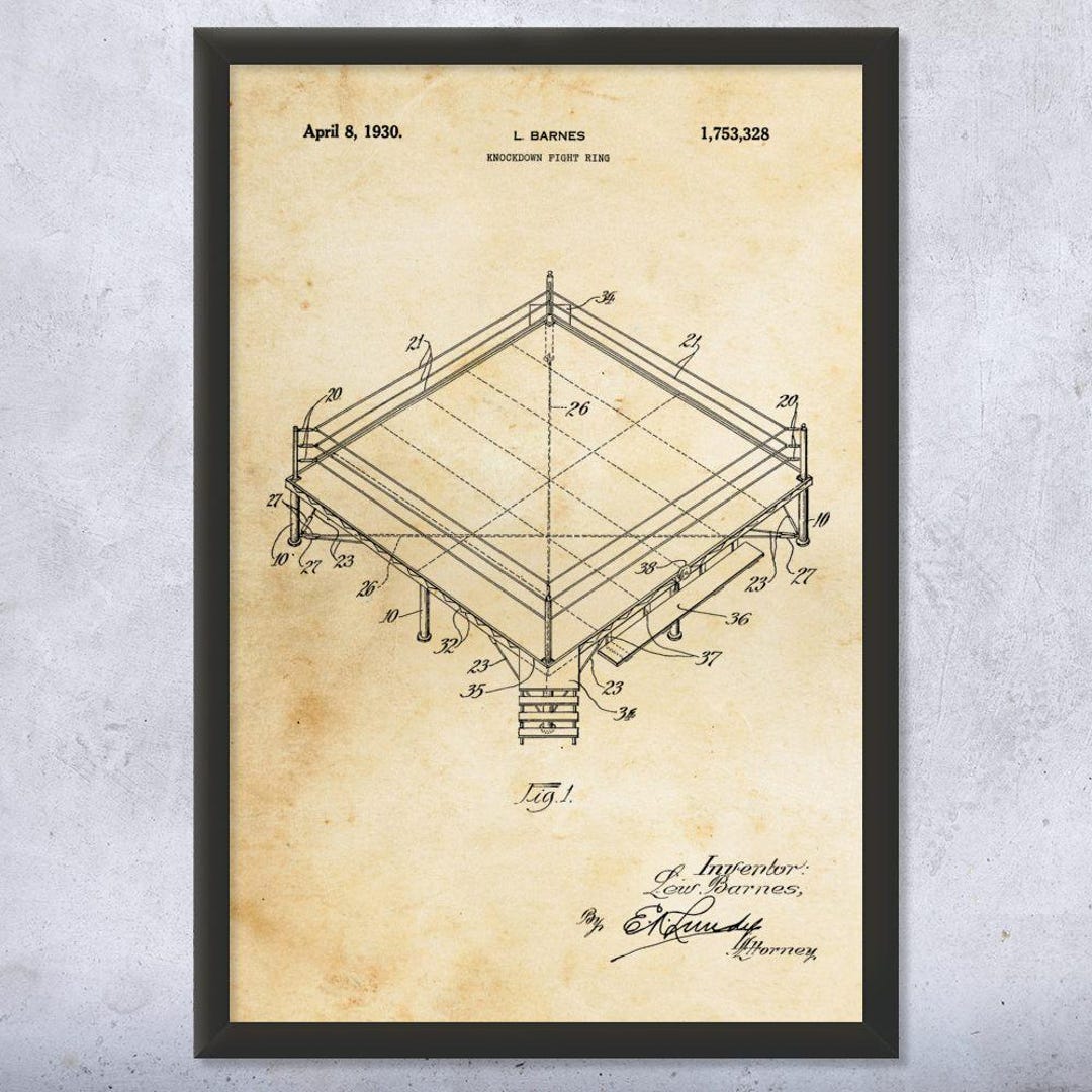Boxing Ring Patent Wall Art Poster, Canvas or Framed Boxing Posters ...