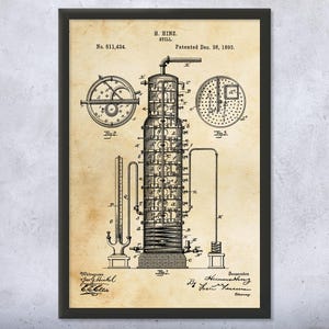 Distillery Still Patent Wall Art | Poster, Canvas or Framed | Pub Decor, Home Bar Art, Bartender Gift, Restaurant Decor, Whiskey Lover Gift