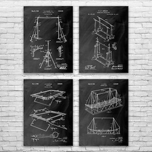 Gymnastics Patent Wall Art Set of 4 | Poster, Canvas or Framed | Acrobat Art, Gymnastics Gifts, Gym Decor, Gifts For Gymnasts, Sports Art