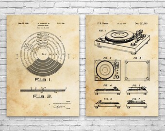 DJ Equipment Patent Prints Set of 2, DJ Gift, Record Decor, Vinyl Wall Art, Record Design, Audiophile Gift, Music Lover Art, Musician Gift