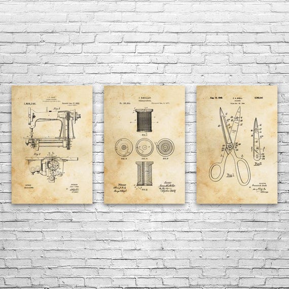 Sewing Wall Art Set of 3: Tailor Gifts, Quilting Bee