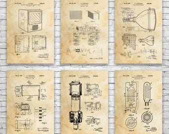Television Patent Wall Art Set of 6: Film Student Gift, Television Art