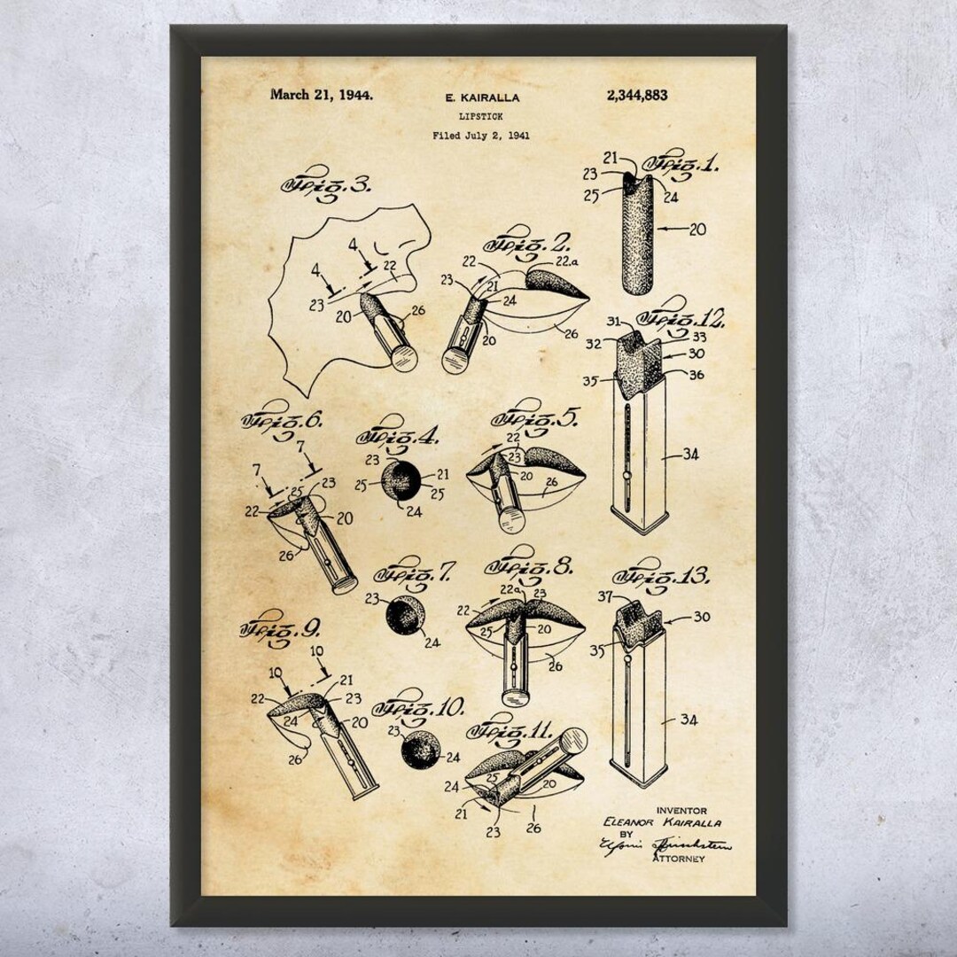 Lipstick Patent Wall Art | Poster, Canvas or Framed | Bathroom Decor ...