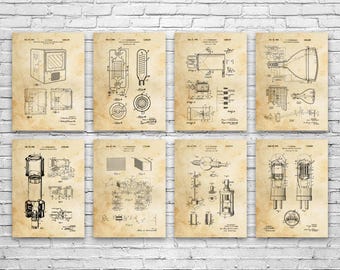 Television Patent Wall Art Set of 8: Computer Lab Art, Engineer Gifts