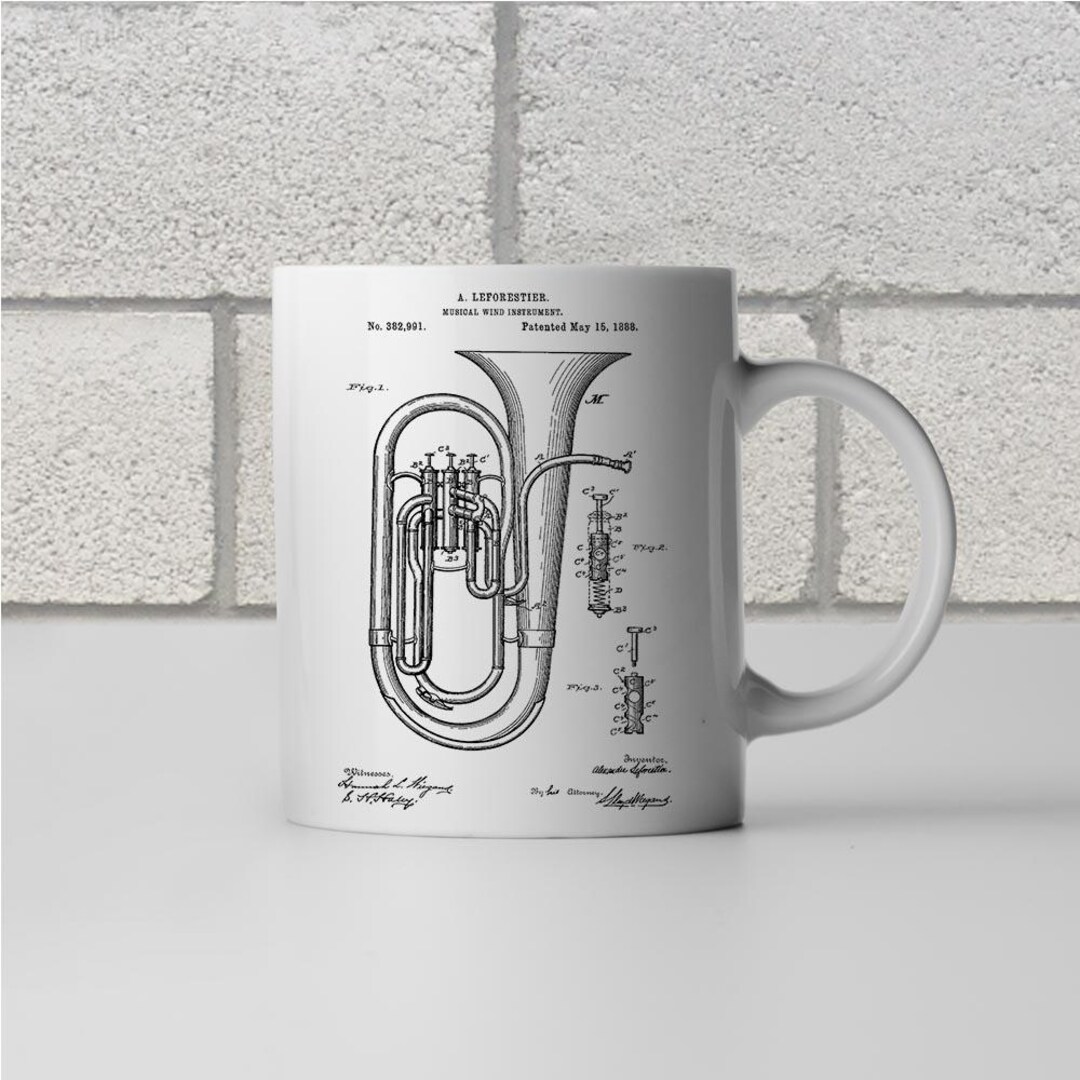 Concert Tuba Patent Mug, Teacher Gifts, Musician Gifts, Music Mugs
