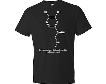 Adrenaline Molecule T-Shirt: Biology Teacher Gift, Neurochemistry Tee