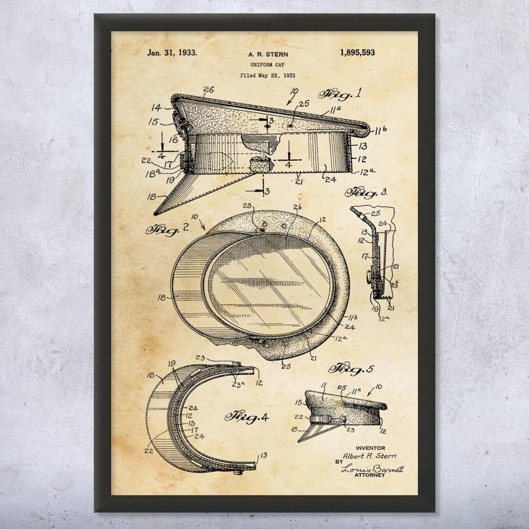 Policemans Cap Patent Wall Art | Poster, Canvas or Framed | Officers ...