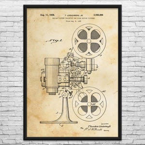 Film Projector Patent Art Print: Actor Gift, Filmmaker Vintage Paper