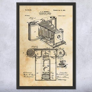 Pocket Camera Patent Wall Art | Poster, Canvas or Framed | Camera Decor, Photographer Gift, Camera Art Print, Journalist Gift, Retro Camera