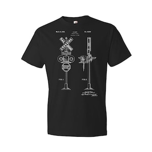 Railroad Crossing Signal Patent T Shirt | Model Train Lovers Railroad Crossing Signal Patent T Shirt | Model Train Lovers