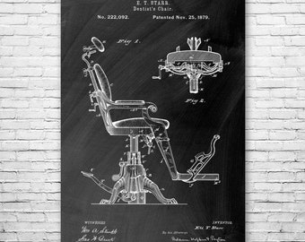 Impresión de póster de silla de dentista, regalo de dentista, decoración dental, regalo de higienista, arte de pared ortopédico, arte de oficina de dentista, impresión de arte dental