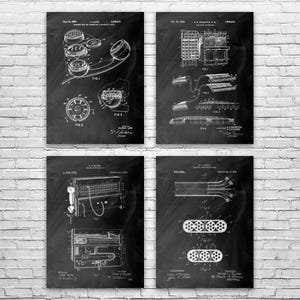 Telephone Patent Wall Art Set of 4: Network Engineer, Lineman Gifts