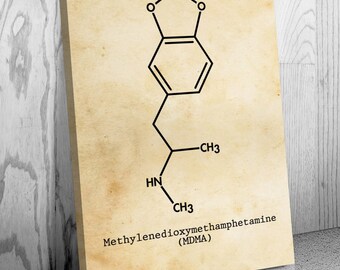 MDMA Molecule Ecstasy Canvas Print, Raver Gift, MDMA Art, Psychologist Gift, Dance Club Art, Biochemistry Gift, Biochemistry Decor